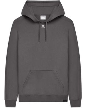 Courreges Logo-Embroidery Hoodie - Grey