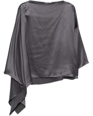 Dusan Asymmetric Satin Top - Gray
