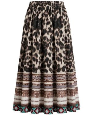Pierre Louis Mascia Tetris Leopard-Print Skirt - White