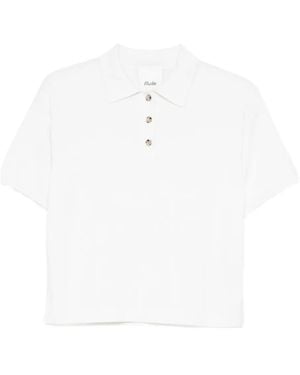 Allude Buttoned Polo Top - White
