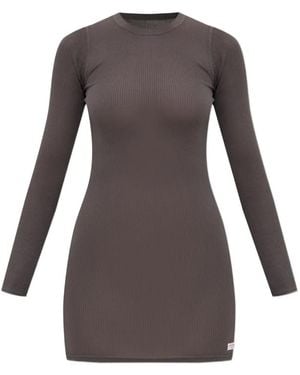 Alexander Wang Ribbed Long-Sleeve Slip Dress - Brown