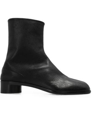 Maison Margiela Leather Heeled Ankle Boots With "Tabi" Cut-Out - Black