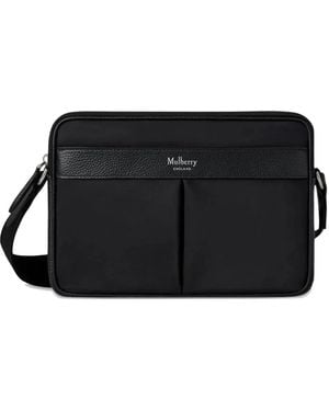 Mulberry Leather-Trimmed Messenger Bag - Black