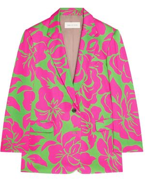 Dries Van Noten Oversized Floral Satin Blazer - Pink
