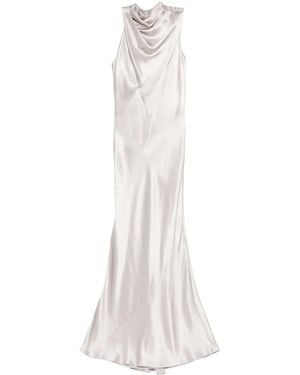 Michelle Mason Ruffle Bias Gown - White