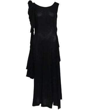 Yohji Yamamoto Draped Ruffled Dress - Black