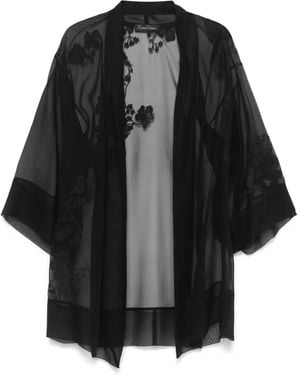 Carine Gilson Albornoz de organza con detalle de encaje - Negro
