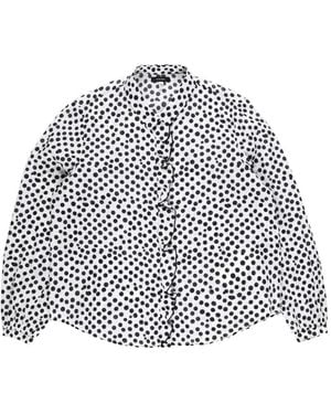 R13 Polka-Dot Ruffled Blouse - White
