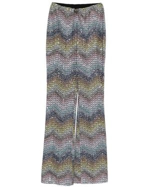 Missoni Zigzag-Knit Flared Trousers - Grey