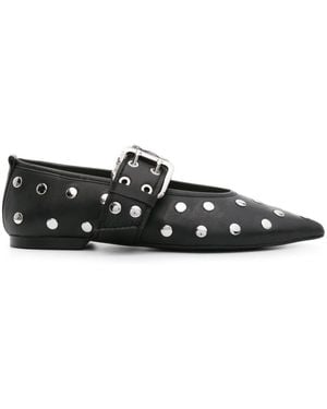 Bimba Y Lola Studded Leather Ballerina Shoes - Black