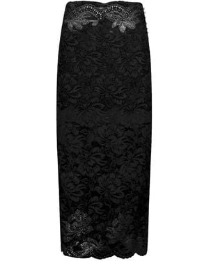Rabanne Lace Scalloped-Hem Skirt - Black