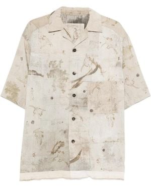 Ziggy Chen Buttoned Print Shirt - White