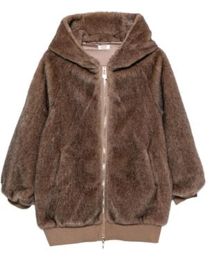 Liu Jo Faux-Fur Hooded Jacket - Brown