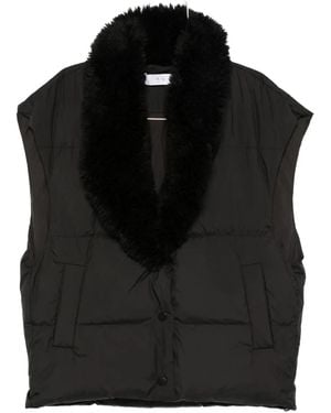 IRO Quilted Faux-Fur Collar Vest - Black