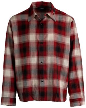 Amiri Check-Pattern Logo-Print Shirt - Red