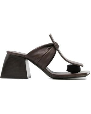 Uma Wang Ruched Square-Toe Sandals - Brown