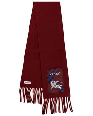 Burberry Fringed Logo-Patch Scarf - Rot