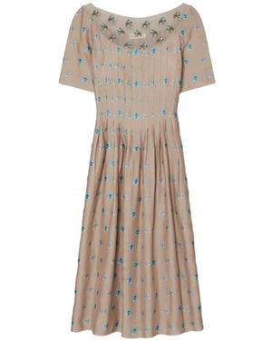Tory Burch Embroidered Jacquard Dress - Natural