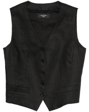 Weekend by Maxmara Button V-Neck Waistcoat - Black