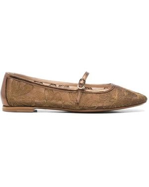 Roberto Festa Tideo Floral-Embroidered Ballet Flats - Brown