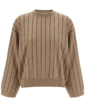 Brunello Cucinelli Striped Cashmere Jumper - Natural