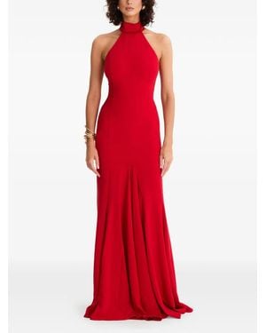 MOOS STUDIO Sweet Dreams Halterneck Bow-Detail Maxi Dress - Red