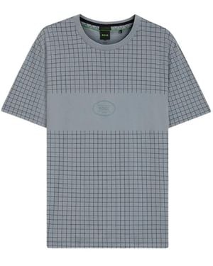 BOSS Grid-Print T-Shirt - Grey