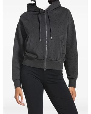 Deha Stud-Embellished Drawstring Zip-Up Hoodie - Black