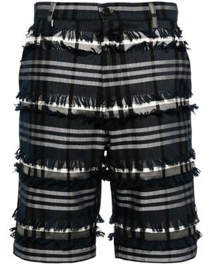 Henrik Vibskov Check-Print Frayed Shorts - Black