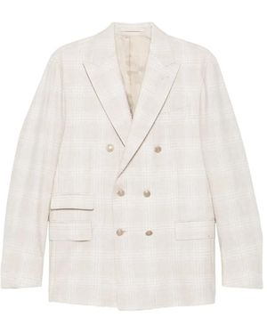 Eleventy Traje a cuadros - Blanco