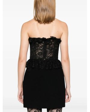Alessandra Rich Bow-Detail Asymmetric Lace Bustier Dress in Black | Lyst  Australia