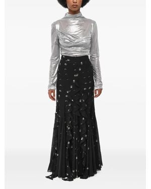 Off-White c/o Virgil Abloh Ruffled Printed Maxi Skirt - Black