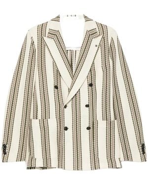 Tagliatore Double-Breasted Striped Blazer - Natural