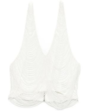 GIUSEPPE DI MORABITO Halterneck Fringed Top - ホワイト
