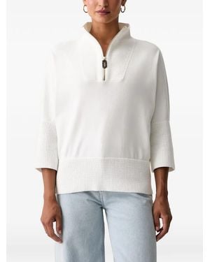 Joseph Ribkoff Quarter-Zip Waffle-Knit Jumper - White