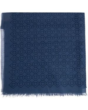 Ferragamo Estola Con Aplique Del Logo - Azul