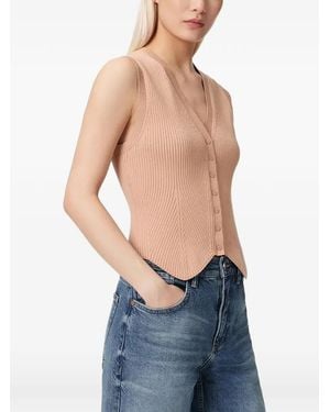 AllSaints Cruz Ribbed-Knit V-Neck Top - Blue