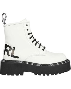 KARL LAGERFELD Lace-Up Boots - White