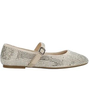 Mexx Crystal-Embellished Buckle-Strap Ballet Flats - White