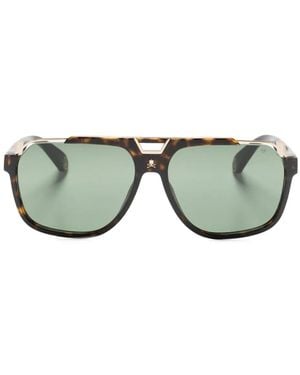 Philipp Plein Pilot-Frame Logo-Engraved Sunglasses - Green