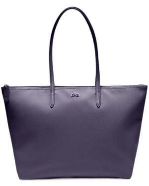 Lacoste Large Logo-Plaque Tote Bag - Purple