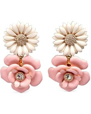 Carolina Herrera Flower-Drop Earrings - Pink