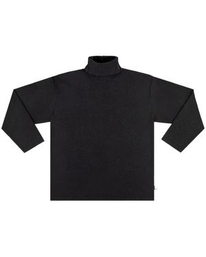 Area Roll-Neck Drop-Shoulder Top - Black