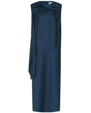 Loulou de Saison Draped Silk-Twill Mini Dress - Blue