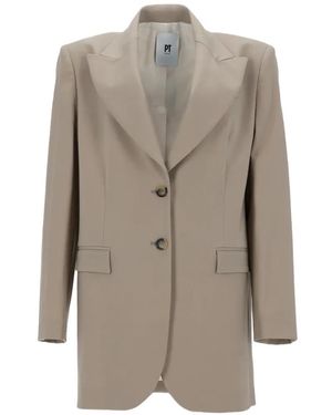 PT Torino Victoria Peak-Lapel Single-Breasted Blazer - Natural