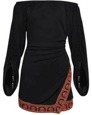 Rabanne Contrast Trimming Off-The-Shoulder Minidress - Black