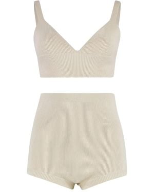 RED Valentino Geripptes Strick-Unterwäsche-Set - Weiß