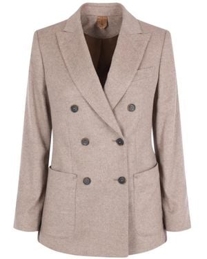 Max Mara Double-Breasted Peak-Lapels Blazer - Natural