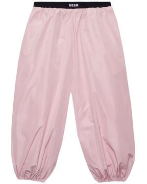 MSGM Pantalon De Jogging Crop À Taille Élastique - Pink