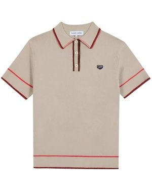 Maison Labiche Contrast-Trim Heart-Patch Polo Shirt - Grey